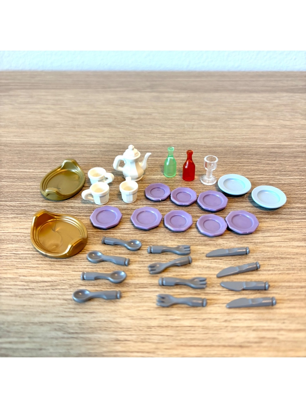 Playmobil Vintage 31 Pc Miniature Kitchen Dining Tea Set Plates Cups Utensils